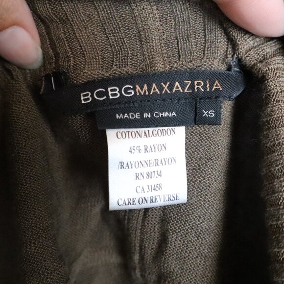 BCBG MAX AZRIA Womens XS Cardigan Brown Green Thin Open Front Sweater - Picture 7 of 7